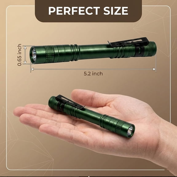 ZANHUA-2 Pack Pen Flashlight, Single Mode Tail Switch, Mini LED Flashlight Powered by 2 AAA Batteries, Portable Pocket Light with Black Clip for Work(Green)