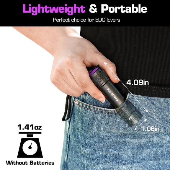 ZANHUA-2 Pack UV Flashlight, 365nm EDC Blacklight Flashlight, Small Portable Black Light for Pet Urine, Scorpion Hunting, Small Resin Spot Curing -Batteries Included
