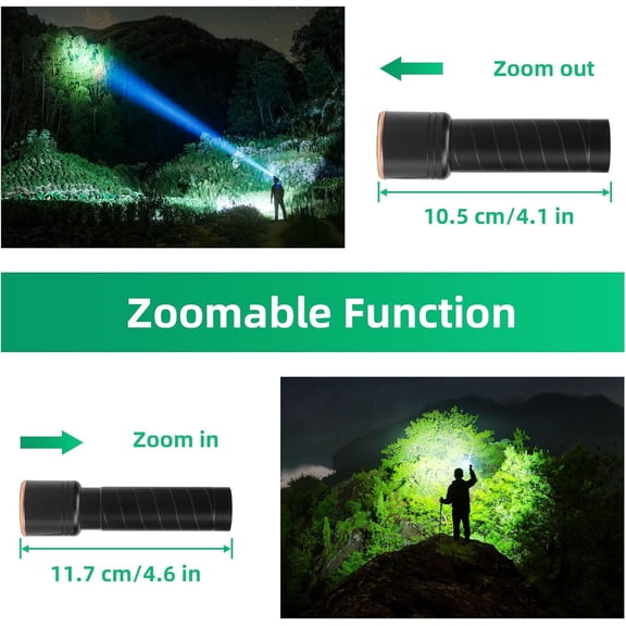 ZANHUA-2 Small Rechargeable Flashlights USB-C, 4.1in Zoomable LED Flashlight High Lumen, Compact, Powerful, Portable LED Torch, Pocket-Size Bright Tactical Flashlight for Emergency, Camping, Hiking