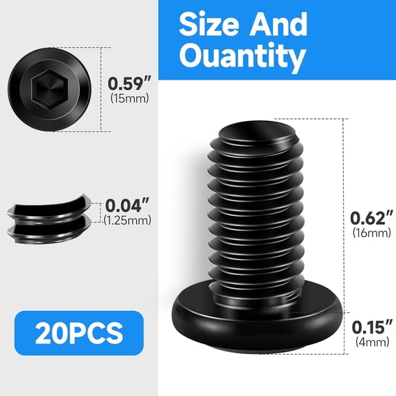 ZANHUA-20Pcs M8 Screws M8 x 16mm Flat Head Socket Cap Screw Bolts, M8 Bolt Furniture Screw, Stainless Steel Bolts 304, Black Oxide M8x1.25 Bolt by Marysino