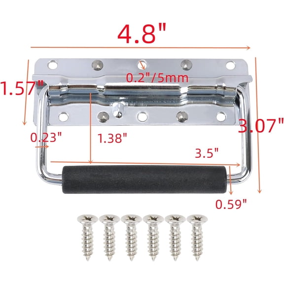 ZANHUA-4.8Inch Spring Loaded Handle Heavy Duty Handle for Toolbox Chest Case with Rubber Grip Surface Mounted(6 Pack)