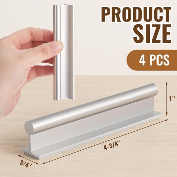 ZANHUA-4 Pcs Self-Adhesive Edge Finger Pull Door Handle 4-3/4 Sliding Screen Handle for Cabinets Closets Sliding Shower Door Easy to Install Screwless Peel and Stick on Glass Wood Metal Plastic
