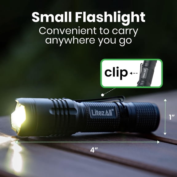 ZANHUA-400 Lumen Tactical Flashlight  Small Tactical Flashlight with Zoom Focus Beam, High/Low Modes, Heavy-Duty Flash Light Tactical Design, Battery Operated