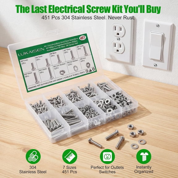 ZANHUA-451PCS M4 Machine Screws and Nuts Assortment Kit, 304 Stainless Steel Phillips Pan Head Bolts with Flat & Spring Washers, Metric Screw Set for Furniture Repairs & DIY, 5mm-20mm