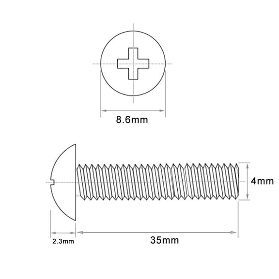 ZANHUA-4mm Metric Knobs Screws, 100PCS M4 x 35mm Long Screws,Length 35mm Phillips Truss Head Machine Screws Bolts for Cabinet Drawer Pull Handle (M4 x 35mm, 100Pcs)