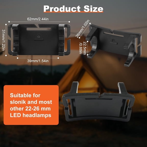 ZANHUA-5 PCS Headlamp Holder Mounting Clip Buckle Headlight Flashlight Mount Stand for Slonik and Most Other 22mm -26mm LED Headlamps Flashlight Rechargeable (Not Include Head Lamp)