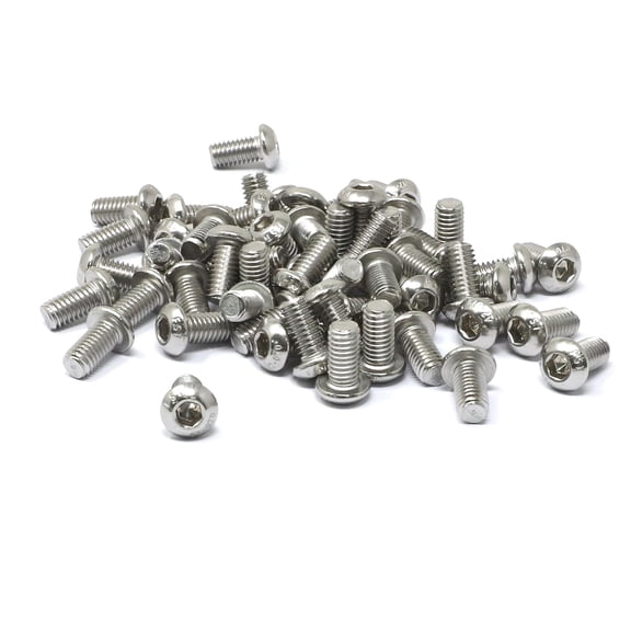 ZANHUA-50 Pcs M6 x 12mm Thread Pitch 1 mm Stainless Steel 304 Hex Socket Button Head Cap Screws Bolts Kit