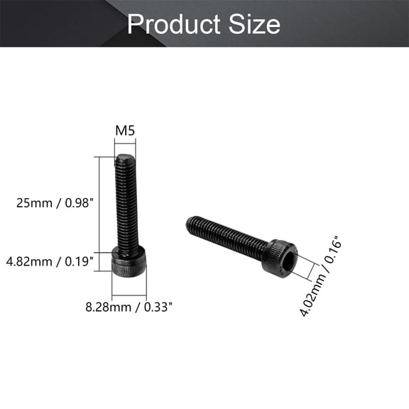 ZANHUA-50Pcs M5 x 25mm Socket Head Cap Screw Bolts, Grade 12.9 Alloy Steel, Black Oxide Finish, Metric Allen Hex Drive, Fully Threaded, for Use in Various DIY Projects