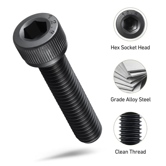 ZANHUA-520Pcs M4 Screws Assortment Kit,Hex Socket Head Cap Screws Bolts Nuts Washer Set,12.9 Grade Alloy Steel,Black Oxide M4 x 6/8/10/12/16/20/25mm,for 3D Printer,DIY Project