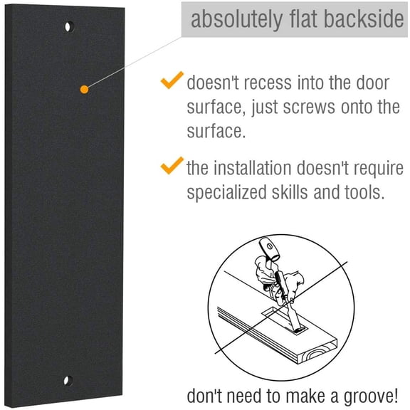 ZANHUA-6" Finger Flush Pulls for Closet Pocket - Sliding Barn Door Handle Set - Pull Recessed Handle Rectangular Plate - Farmhouse Rustic Style - Matte Black - 2 Pack