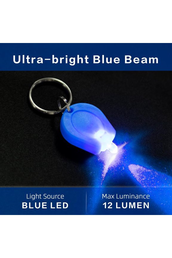 -6 Pack Ultra Bright Blue Light Keychain, Mini LED Keychain Flashlight, Keychain Flashlight for Night Observation - Blue Shell