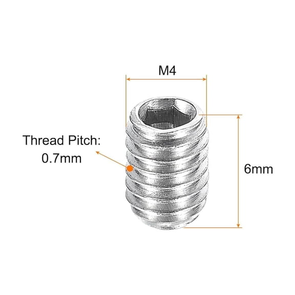 ZANHUA-Ball Point Set Screws, M4 x 6mm 304 Stainless Steel Metric Spring Hex Socket Screw 10pcs