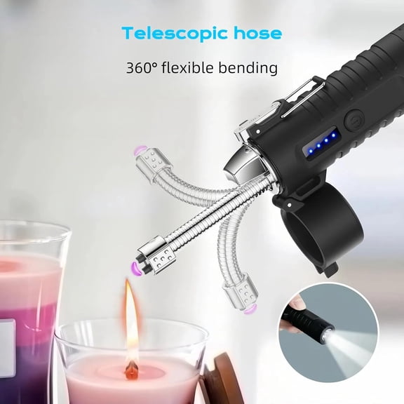 ZANHUA-Electric Lighter, USB-C Rechargeable Plasma Arc Lighter with Flexible Neck, Windproof & Waterproof Design, Built-in Flashlight for Candles, Camping, Hiking and Outdoor Adventures (Orange)