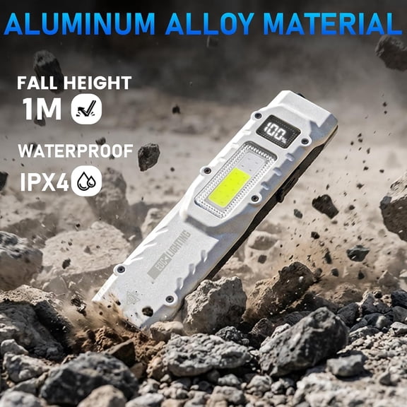 ZANHUA-Flat Flashlight Rechargeable, 880 LM EDC Tactical Flashlight, 13 Mode Dual Light Source, Pocket Flashlight with Clip & Digital Display