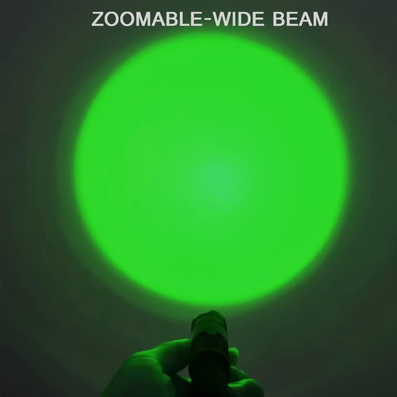 ZANHUA-Green Light Flashlight with Clip, Zoomable Green LED, Single Mode, Perfect for Hunting, Fishing, Camping