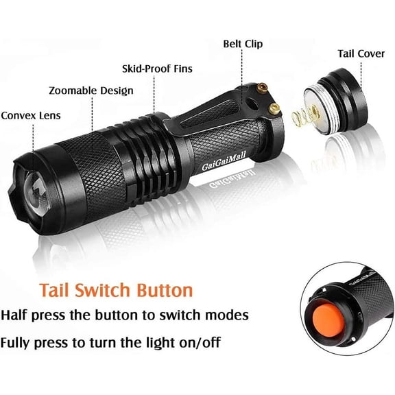 ZANHUA-High Power 3 Mode LED Red Light Flashlight for Night Astronomy Observation, 3 Pack