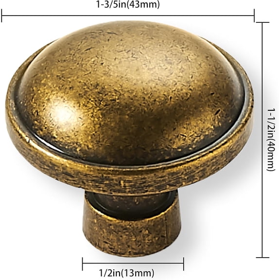 ZANHUA-Khtumeware 2 Pack Vintage Antique Brass Large Cabinet Knobs 1-3/4 Inch(44mm) Heavy Duty Zinc Knobs Kitchen Drawer Pulls Door Dresser Drawer Handles