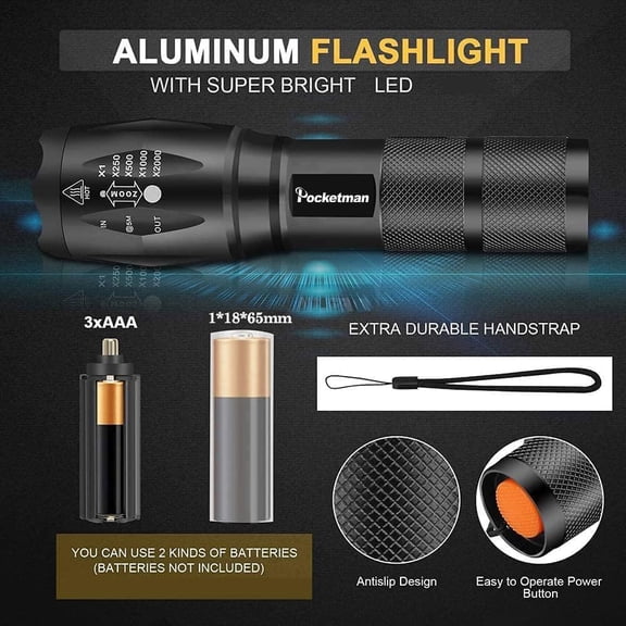 ZANHUA-LED Tactical Flashlight Super Bright Emergency Handheld Flash Light Portable Tactical Torch Outdoor Water Resistant Torch with 5 Light Modes4 Pack