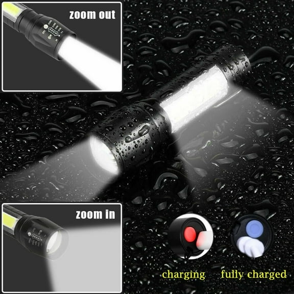 ZANHUA-Led Flashlight Rechargeable USB Mini Torch Light, Ultra Brightest Small Flash Light Handheld Pocket Compact Portable Tiny Lamp with Side Lantern, High Powered Tactical Travel Flashlights 1 Pa