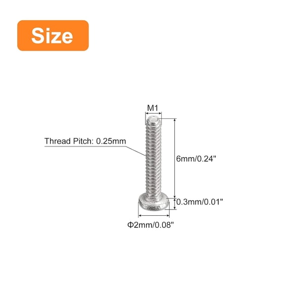 ZANHUA-M1-0.25 x 6mm 100Pcs Flat Round Head Screws 304 Stainless Steel Phillips Drive Machine Screws Hardware Fastener for Furniture Connection