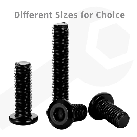 ZANHUA-M8 x 16mm Socket Cap Allen Bolts, Flat Round Head Socket Cap Screws, Furniture Screws, Carbon Steel, Full Thread, Black Oxide Finish, 20 PCS