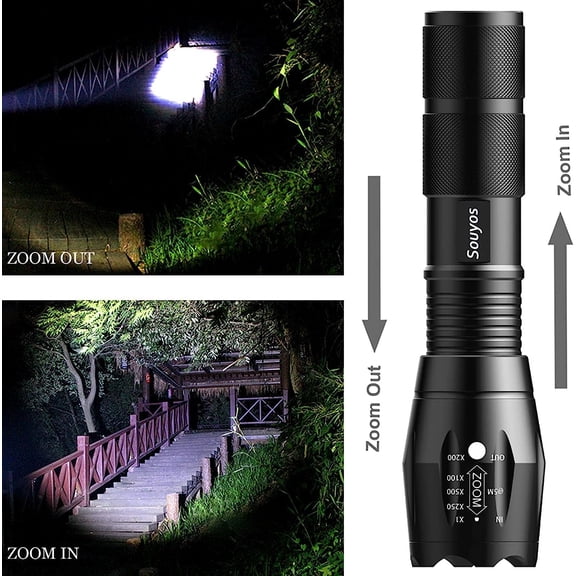 ZANHUA-Military Grade Flashlight 2000 Lumen 5 Modes Water Resistant LED Tactical Torch Flash Light,2-Pack