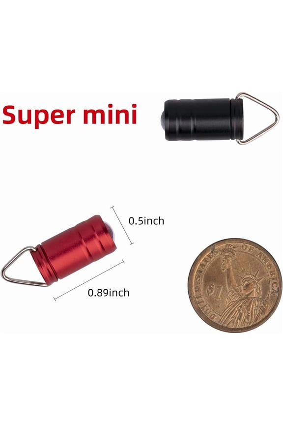 -Mini Keychain Flashlight, The Smallest Micro Small Tiny Led Flashlight Only 0.9in Long, EDC Ultra Bright Key Ring Led Light Torch,2 PCS.(Red and Black)Batter Include
