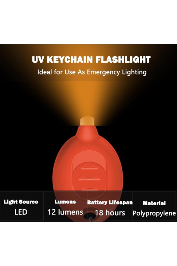 -Mini LED Keychain Flashlight, 12 Lumen Orange Light, Portable Keyring Torch with Orange Shell, 6-Pack