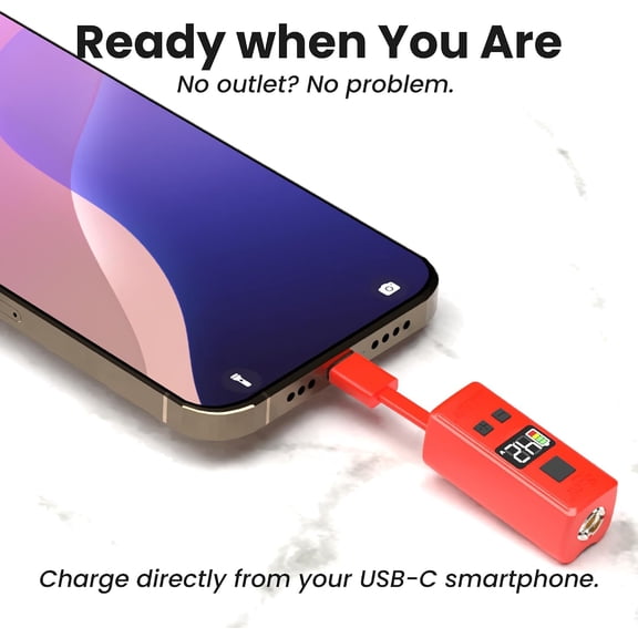 ZANHUA-Mini Rechargeable Flashlight, with Built-in USB C Battery Cable, Adjustable Voltage 1.5v-4.2v, LED Display, Removable Bulb Tip (Red)