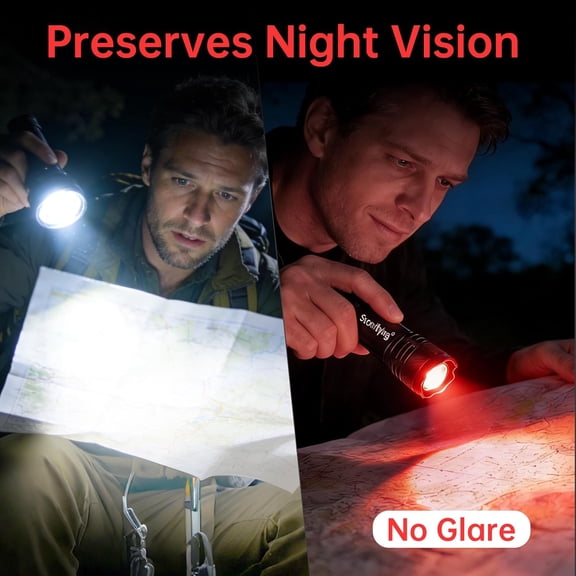 ZANHUA-Mini Red Light Flashlight, Red Flashlight for Night Vision & Hunting, Zoomable Red Night Light for Outdoor Observation, AA Battery Powered (Battery Not Included)