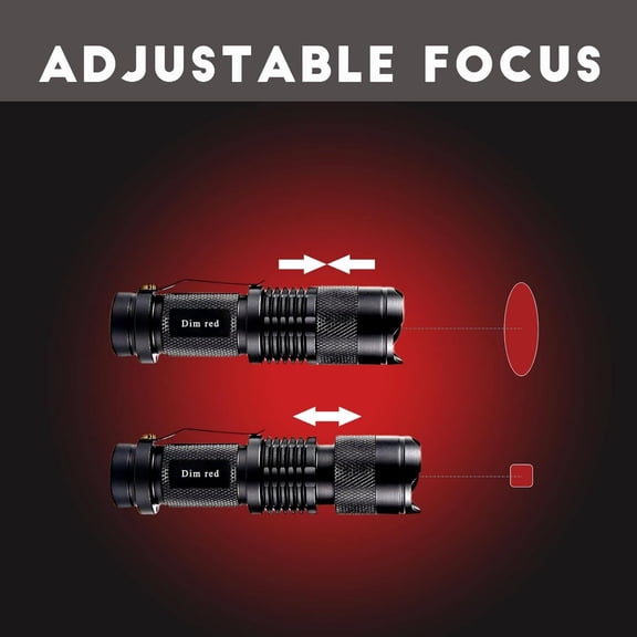 ZANHUA-R1 Low-Lumen Mini Red Flashlight - Zoomable, Dim Red Light, Perfect for Close-Range Reading and Viewing Star Charts While Stargazing in Astronomy, Night Vision - Batteries Not Included