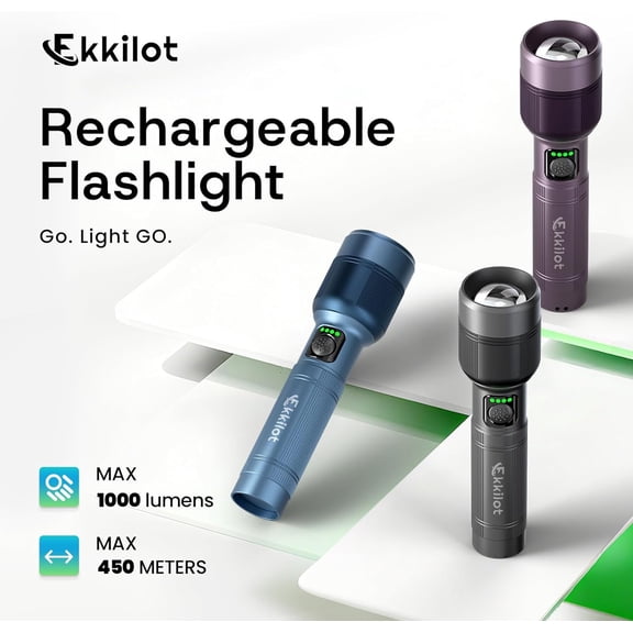 ZANHUA-Rechargeable LED Flashlight, Super Bright High-Powered Aluminum Flash Light with Emergency Strobe - Dual Lighting Modes, Zoomable, IPX5 Water Resistant for Outdoors and Home Emergency