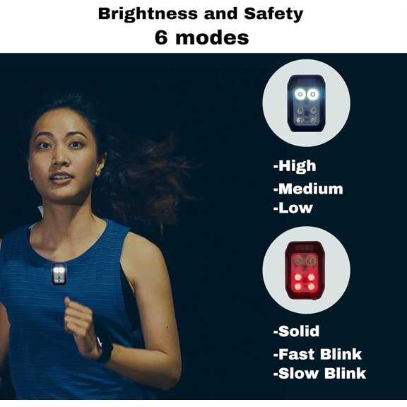 ZANHUA-Running Light - Hands Free Powerful Mini High Visibility Safety Clip On Rechargeable LED Light for Night Running Jogging Walking Hiking, 1 Pack