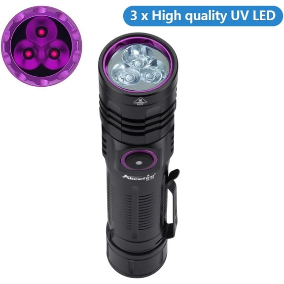 ZANHUA-SV143 395nm UV Flashlight 10W Type C USB Rechargeable Black Light Money Detector for Resin Curing, Pet Urine Detection, Scorpion, Fishing, Minerals, Leaks with Battery, UV Protective Glasses