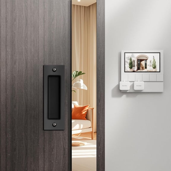ZANHUA-Sliding Barn Door Handle Set | 6 Inch Finger Flush Pulls for Closet Pocket & Cabinets Doors | Pull Recessed Handle Rectangular Plate | Matte Black Finish | Mounting Hardware Included
