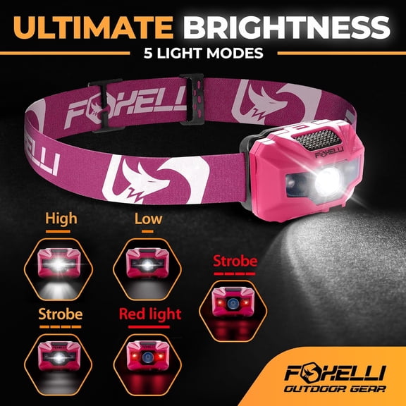 ZANHUA-USBCRechargeable LED Headlamp UltraLight 2.4oz & Bright180Lumens Red/White Light, 5Modes, IPX5 Waterproof, 40h Runtime for Trail Running, Camping, Hiking