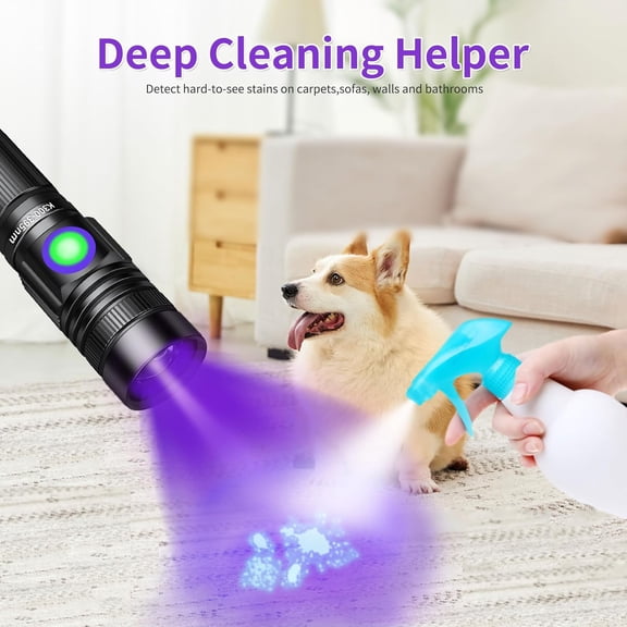 ZANHUA-UV Black Light Flashlight Mini Woods lamp Portable USB - C Rechargeable Blacklight 395nm Powerful LED Handheld Ultraviolet Flashlights Focusable, uv Light for Resin Curing - Pet Urine Detecti