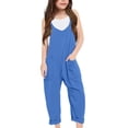 thumbnail image 1 of ZANKLEY Girls' Casual Sleeveless Jumpsuits Spaghetti Strap Loose Romper Long Pants with Pockets Daily Wear, 1 of 9