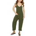 thumbnail image 1 of ZANKLEY Girls' Casual Sleeveless Jumpsuits Spaghetti Strap Loose Romper Long Pants with Pockets Daily Wear, 1 of 5