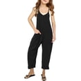 thumbnail image 1 of ZANKLEY Girls' Casual Sleeveless Jumpsuits Spaghetti Strap Loose Romper Long Pants with Pockets Daily Wear, 1 of 6