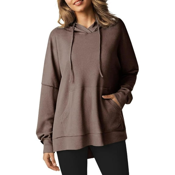 ZANKLEY Hoodies for Women, Fall Fashion Trendy Waffle Knit Drawstring Pullover Casual Loose Fit Sweatshirts