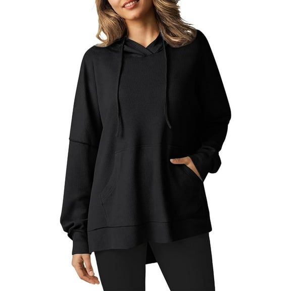 ZANKLEY Hoodies for Women, Fall Fashion Trendy Waffle Knit Drawstring Pullover Casual Loose Fit Sweatshirts