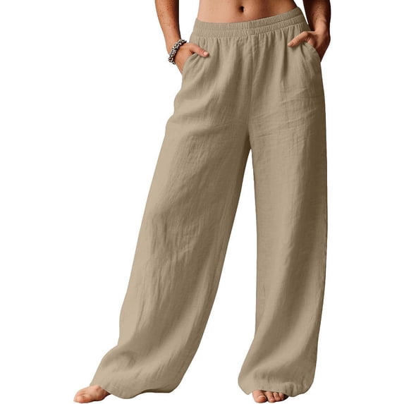 ZANKLEY Pants Women Wide Leg Palazzo Summer Flowy Pants Beach Vacation Clothes Elastic Waist Travel Trousers with Pockets