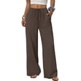 thumbnail image 1 of ZANKLEY Wide Leg Pants for Women Flowy Palazzo Drawstring Elastic Waist Trousers with Pockets Summer Beach Vacation Clothes, 1 of 12