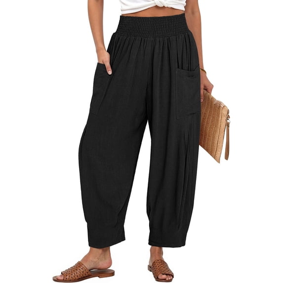 ZANKLEY Women High Waist Loose harem Lounge Pants Pocketed Summer Casual Beach Travel