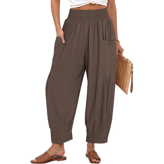 ZANKLEY Women High Waist Loose harem Lounge Pants Pocketed Summer Casual Beach Travel