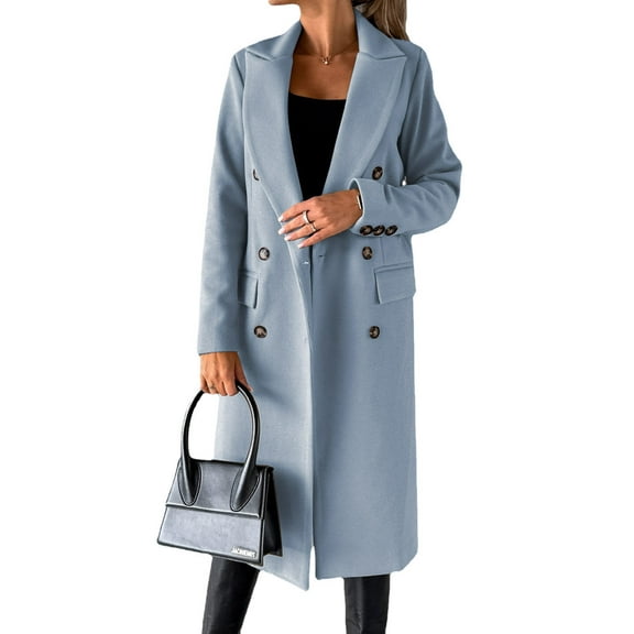 ZANKLEY Women Long  Coat Double Breasted Trench Coat Fall Winter Clothes