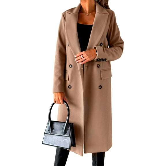 ZANKLEY Women Long Coat Double Breasted Trench Coat Fall Winter Clothes