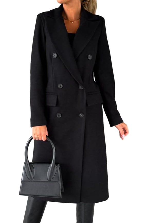 Women Long Coat Double Breasted Trench Coat Fall Winter Clothes