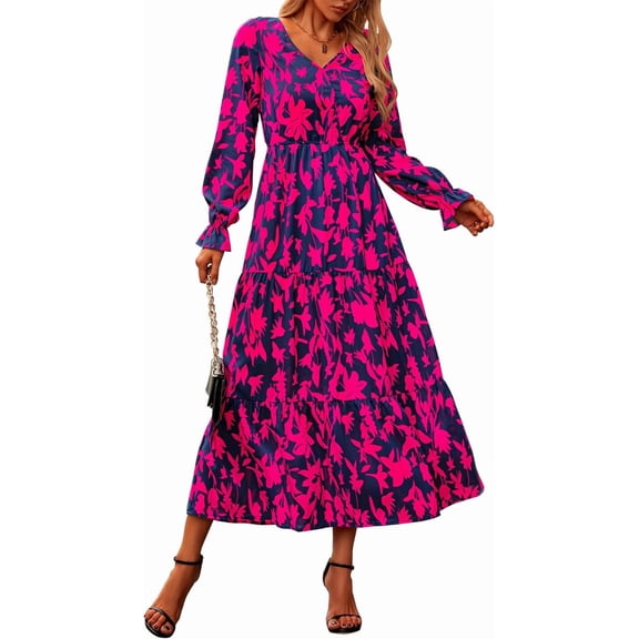 ZANKLEY Women Summer Dresses Casual Maxi Dresses Cute Floral Long Dress Wedding Guests Dress